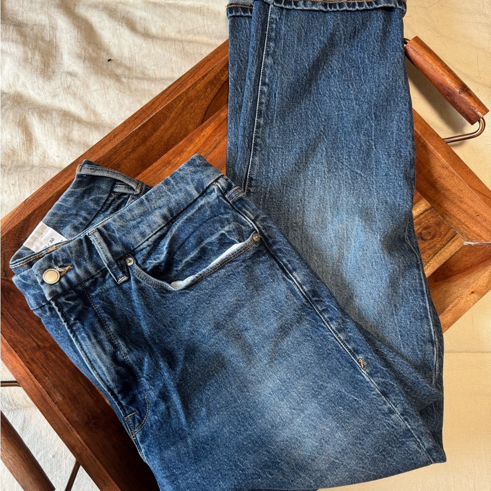 Good American Blue Straight Jeans Classic Denim